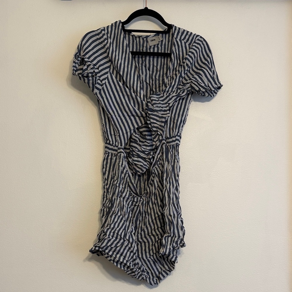 Striped blue and White Women's Romper